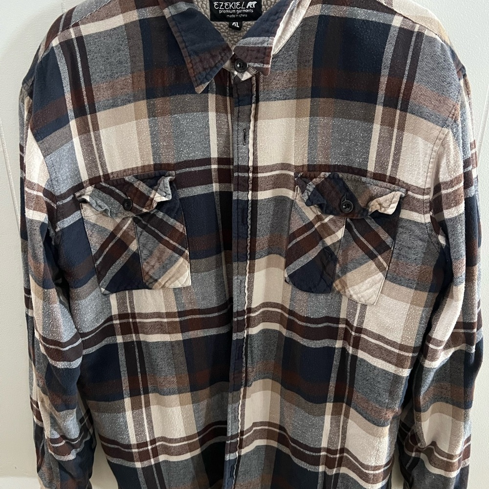 Ezekiel Casual Blue and Brown Button Down Shirt